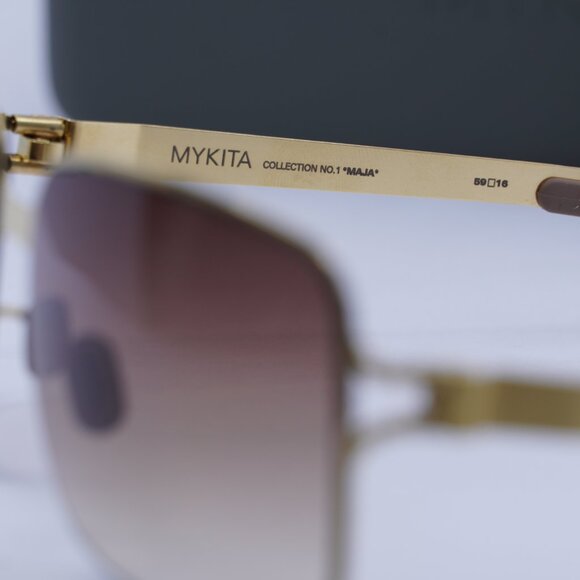Mykita NO1 MAJA 006 Rectangle Sunglasses - Gold/Brown Gradient - Picture 7 of 8